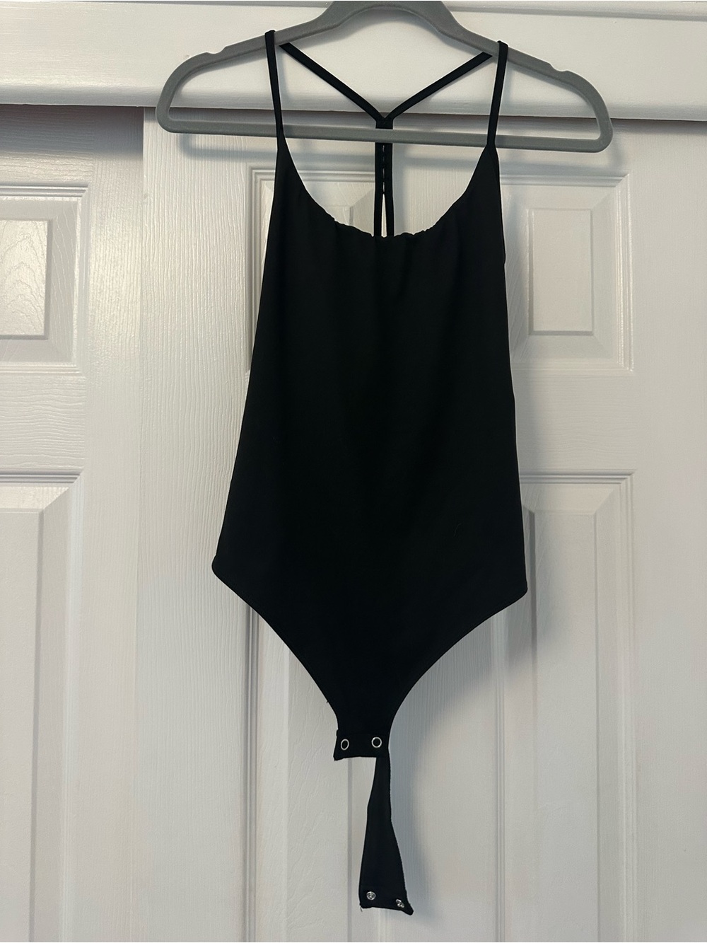 Black Low Open T-Back Bodysuit